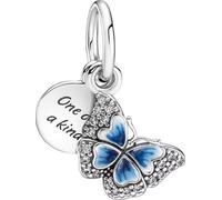 Pandora Blauer Schmetterling & Spruch Doppelter Charm-Anhänger