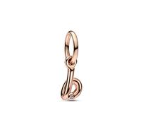 PANDORA Buchstabe b Handschrift Charm-Anhänger aus Sterlingsilber mit Zirkonia in der Farbe Roségold, Kompatibel mit PANDORA Moments Armbänder, 782459C01