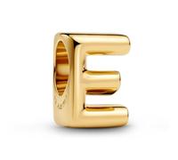 PANDORA Buchstabe E Alphabet-Mini-Charm aus Sterling Silber mit 14 Karat Vergoldung, kompatibel Moments, Maße: 6,2 x 8,2 x 5,5 mm, 763951C00