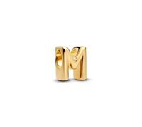 PANDORA Buchstabe M Alphabet-Mini-Charm aus Sterling Silber mit 14 Karat Vergoldung, kompatibel Moments, Maße: 6,1 x 8,2 x 6,5 mm, 763959C00