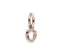 PANDORA Buchstabe o Handschrift Charm-Anhänger aus Sterlingsilber mit Zirkonia in der Farbe Roségold, Kompatibel mit PANDORA Moments Armbänder, 782468C01