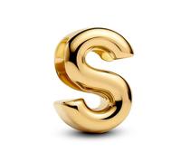 PANDORA Buchstabe S Alphabet-Mini-Charm aus Sterling Silber mit 14 Karat Vergoldung, kompatibel Moments, Maße: 6,1 x 8,3 x 5,7 mm, 763965C00