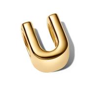PANDORA Buchstabe U Alphabet-Mini-Charm aus Sterling Silber mit 14 Karat Vergoldung, kompatibel Moments, Maße: 6,1 x 8,2 x 6,4 mm, 763967C00