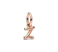 PANDORA Buchstabe z Handschrift Charm-Anhänger aus Sterlingsilber mit Zirkonia in der Farbe Roségold, Kompatibel mit PANDORA Moments Armbänder, 782457C01