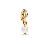 PANDORA Moments Behandelte Süßwasserzuchtperle Ewigkeitskreis Charm-Anhänger aus Sterling Silber mit vergoldeter Metalllegierung, Kompatibel Moments Armbänder, 763462C06