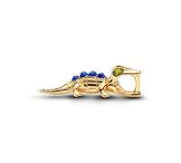 Pandora Charm Moments Alligator 764624C01 – 14k vergoldet, Lapis-Lazuli-Imitat, künstlicher Kristall