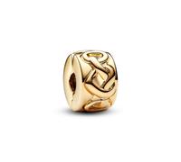 PANDORA Moments Liebesknoten Clip aus Sterling Silber mit vergoldeter Metalllegierung und künstlichem Kristall, Kompatibel Moments Armbänder, 768035C00