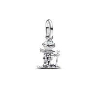 PANDORA Moments Skifahrer Charm-Anhänger aus Sterling Silber mit Zirkonia, Kompatibel Moments und ME Armbänder, 793514C01