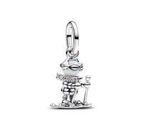 PANDORA Moments Skifahrer Charm-Anhänger aus Sterling Silber mit Zirkonia, Kompatibel Moments und ME Armbänder, 793514C01