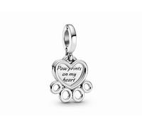 Pandora Charm Anhänger - 799360C00 - Pfotenabdruck und Herz Silber Anhänger