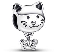 PANDORA Katze & Schleife Charm aus Sterling Silber mit Zirkonia - Kompatibel Moments Armbänder