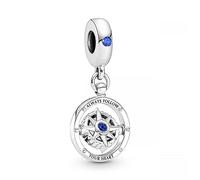 PANDORA Charm Anhänger Kompass Silber, Kristall blau 790099C01