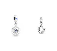 Pandora Charm Anhänger Kompass Silber, Kristall blau 790099C01 & Glückshufeisen Charm-Anhänger, Sterling-Silber799157C01