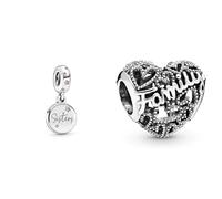 Pandora Charm Anhänger Schweter Schwestern für immer 798012FPC & Family Herz Charm Sterling-Silber 8,6 x 10,8 x 11,5 mm (T/H/B)