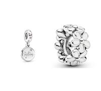 Pandora Charm Anhänger Schweter Schwestern für immer 798012FPC & Zwischenelement Liebliche Gänseblümchen 791495EN12