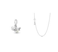 Pandora Charm Anhänger Silber Glow in the Dark- Glühwürmchen 799352C01 & Damen Halskette Einfache Silberkette 590412