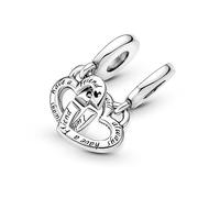 PANDORA Charm Anhänger "verbundene Schwesterherzen" silber, Zirkonia 799538C01