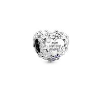 Pandora Charm 791155C01 Mum Gänseblümchen-Herz – Sterling Silber, pinkes Emaille