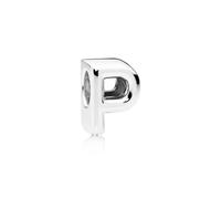 PANDORA Moments Buchstabe P - wendbares Alphabet-Charm aus Sterling-Silber mit geprägten Herzen und Perlen an der Rückseite - kompatibel mit Armbändern Moments Kollektion