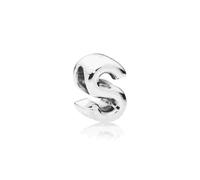 PANDORA Moments Buchstabe S - wendbares Alphabet-Charm aus Sterling-Silber mit geprägten Herzen und Perlen an der Rückseite - kompatibel mit Armbändern Moments Kollektion