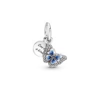 Pandora Charm-Anhänger Moments Blauer Schmetterling mit Nachricht Damen Sterling Silber 790757C01