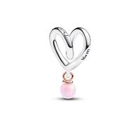 Pandora 783242C01 Bicolor Eingehülltes Herz Charm - Silber + Roségold Vergoldung - Synthetic Opal Pink