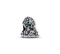 PANDORA X Game of Thrones Der Eiserne Thron Charm aus Sterlin Silber mit künstlichem Kristall in Grün, Kompatibel Moments Armbändern, 792965C01
