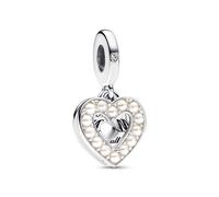Pandora Charm - Heart Double Dangle - 792649C01 weiß