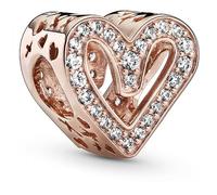 PANDORA Charm in Form eines Freihandherz mit Cubic Zirkonia und 14 Karat rosévergoldete Metalllegierung Moments Collection