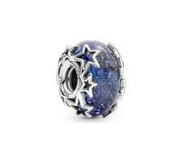 Pandora Moments Charm 790015C00 Galaxy Blue Star Murano Sterling Silber 925 blaues glitzerndes Murano Glas