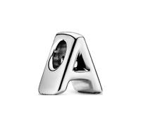 PANDORA Moments Buchstabe A - wendbares Alphabet-Charm aus Sterling-Silber mit geprägten Herzen und Perlen an der Rückseite - kompatibel mit Armbändern Moments Kollektion