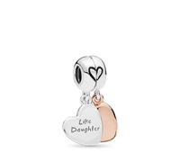 PANDORA Mutter und Tochter Herz Teilbarer Charm-Anhänger mit Sterling-Silber und 14 Karat rosévergoldete Metalllegierung Moments Collection