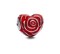 PANDORA Moments Rose Herz Charm aus Sterling Silber, Kompatibel Moments Armbänder, 793673C01