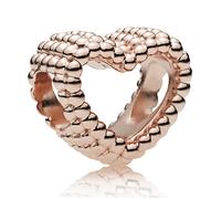 PANDORA Charm „Offenes Metallperlen-Herz“, 14 Karat rosévergoldet - 787516