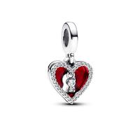 Pandora 793119C01 - Rotes Herz & Schlüsselloch Doppelter Charm-Anhänger - Sterling Silber - Zirkonia Rot