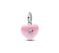 Pandora 794424C01 Silber Charm-Anhänger Rosafarbenes Keramik Herzschloss