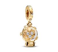 Pandora Charm-Anhänger 762825C01 – Herz Schneeflocke Schneekugel – Gelbgold Vergoldung – Zirkonia