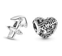 Pandora Charm Sternzeichen Schütze 798419C01 & Family Herz Charm Sterling-Silber 8,6 x 10,8 x 11,5 mm (T/H/B)