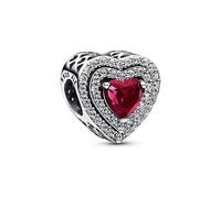 Pandora Charm 799218C02 - Sparkling Red Leveled Heart - Silber - Steinmix Rot