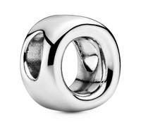 PANDORA Moments Buchstabe O - wendbares Alphabet-Charm aus Sterling-Silber mit geprägten Herzen und Perlen an der Rückseite - kompatibel mit Armbändern aus der PANDORA Moments Kollektion