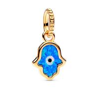 Pandora 762699C01 Schillernde Blaue Hand der Fatima Charm-Anhänger - Gelbgold Vergoldung