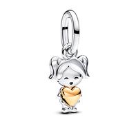 PANDORA Moments Happy Girl Charm-Anhänger aus Sterling Silber mit vergoldeter Metalllegierung, Kompatibel Moments und ME Armbänder, 763601C00
