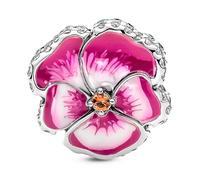Pandora Pinke Stiefmütterchen Blume Charm - 790777C01 - Silber - Emaille Steinmix - Multicolor