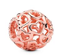 PANDORA Charm 780964 All Over-Herzen – 14 Karat rosévergoldete Metalllegierung – PANDORA Rose