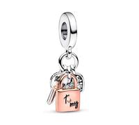 Pandora Schmuck 782506C01 Charm-Anhänger Zweifarbiger Schlüssel. Schloss und Herz