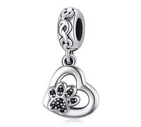 Pandora Charms Hund 925 Sterling Silber Charm Hundepfote für Armband Herz Pfote Charm Zirkonia für Anhänger Armband