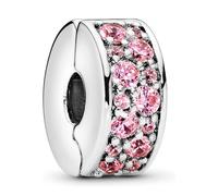 PANDORA 791817PCZ - Rosafarbener Pavé-Glanz - Silber - CLIP Stopper mit Silikonkern - Emerald