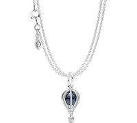 PANDORA Classic Cable Chain Kette + Blauer Heißluftballon Reise-Charm aus Sterling Silber hergestellt mit künstlichen Kristallen verziert im Geschenkset, Länge: 45 cm, SET590412-90+798064NMB