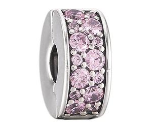 Pandora Clip / Stopper Silber "Pave-Glanz" rosa 791817PCZ