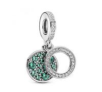 Pandora Charm Anhänger - 799186C02 - Kreis und Scheibe Sterling Silber Anhänger - Grün